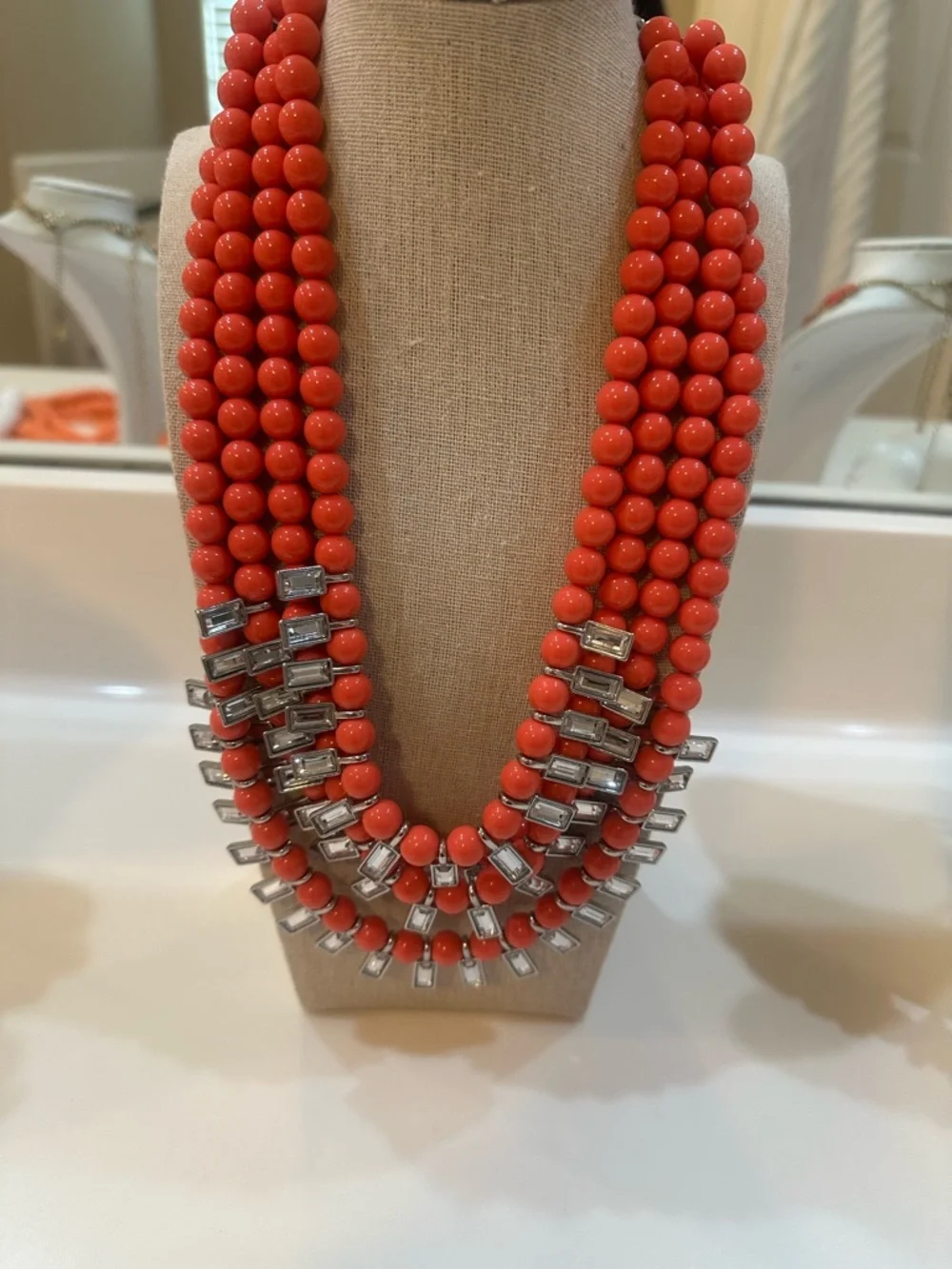 Vibrant Shades of Orange Statement Jewelry Lot 6 Multi-Strand & Dainty Necklaces - Picture 6 of 16